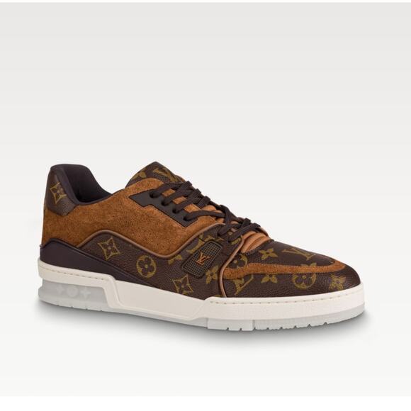 Louis Vuitton Other - LOUIS VUITTON LV Trainer Sneaker Monogram Canvas Suede Leather Brown Sz US 10